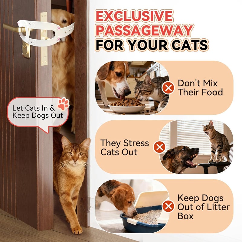 TGIOW Cat Door Latch,2 Pcs Door Prop for Cats to Keep Dogs Out of Litter Box and Food, Preventing Hand Pinching, Cat Door Stopper with 6 Adjustable Straps 2.5-6.5" Wide, Including Door Plate, White - Image 2